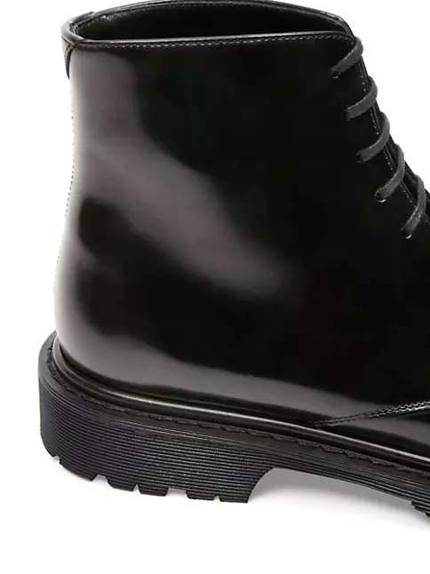 DIOR MEN Patent Leather Combat Boots - Black Boots, Shoes