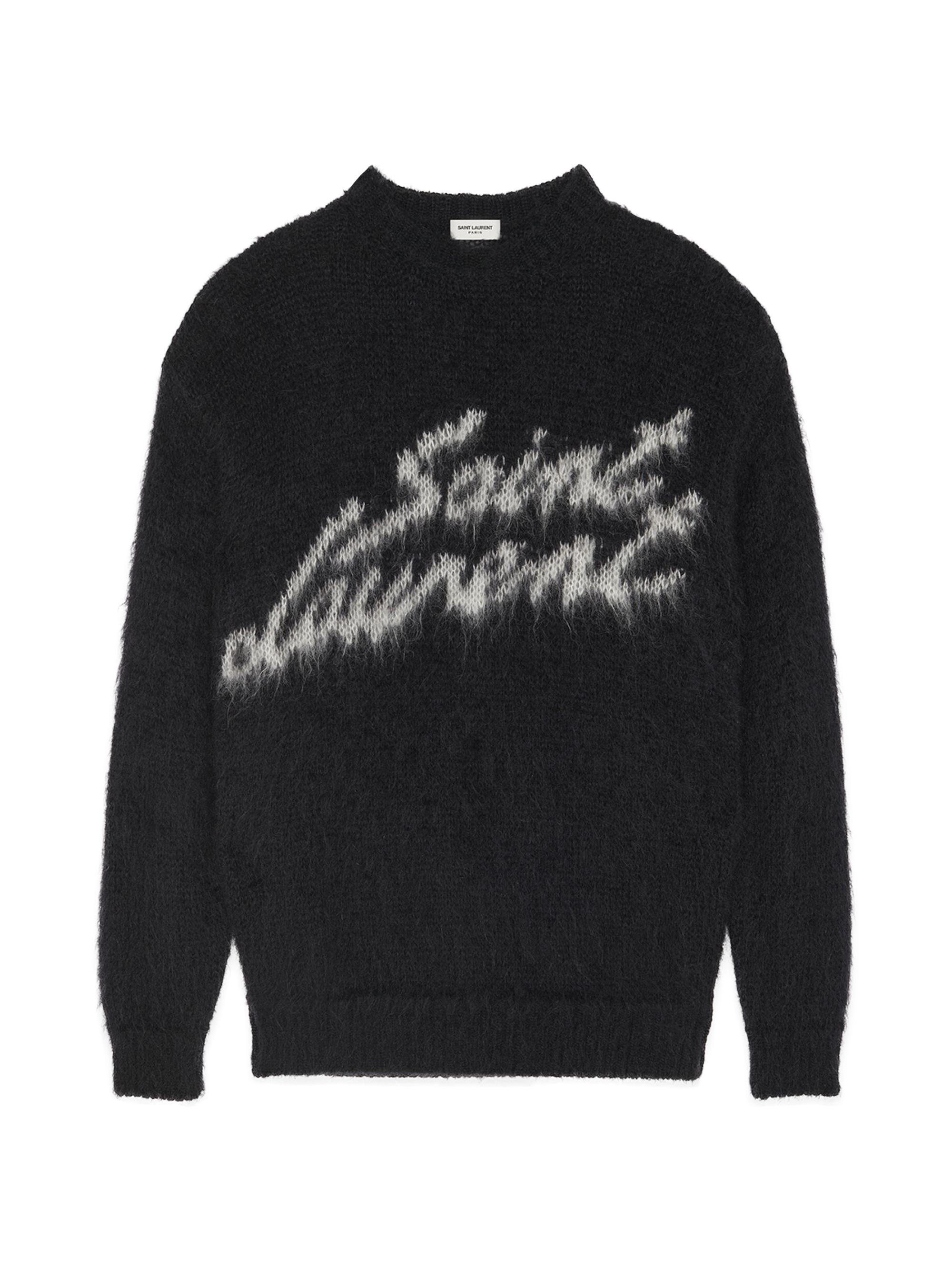 Saint Laurent Men's 90s  Sweater In Mohair - Noir Naturel