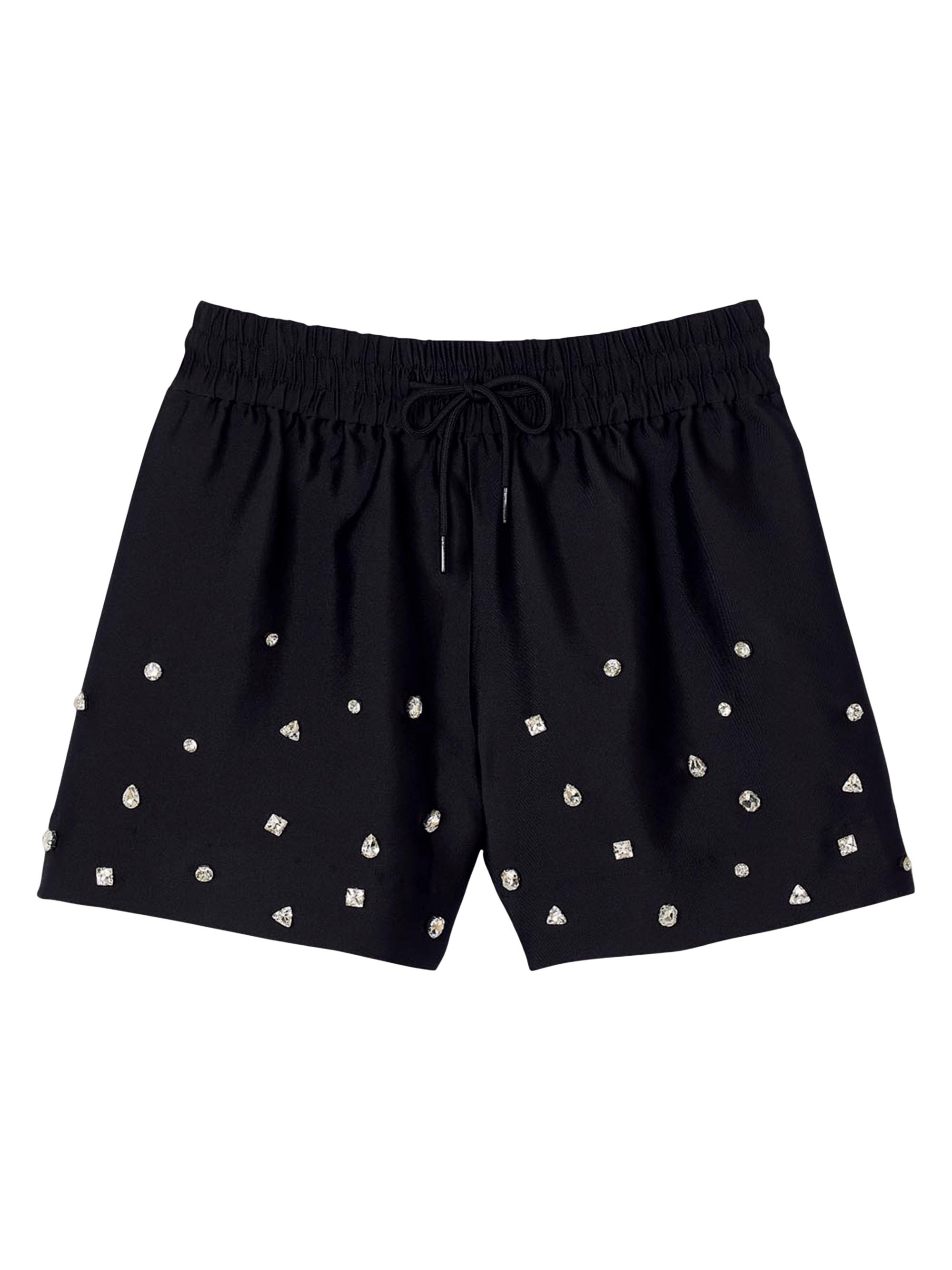 Sandro Women's Rhinestone Wide-Leg Shorts - Black