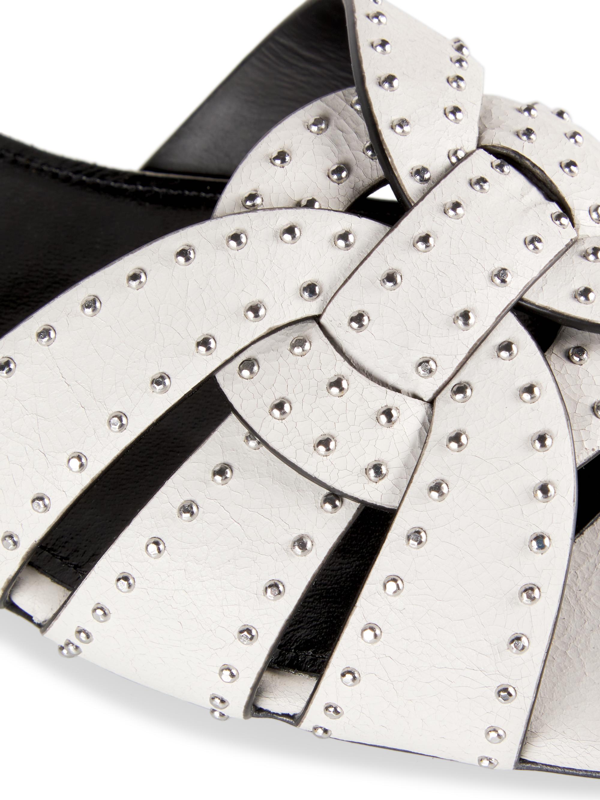 Saint Laurent Tribute Studded Flat Leather Sandals Saks Fifth Avenue