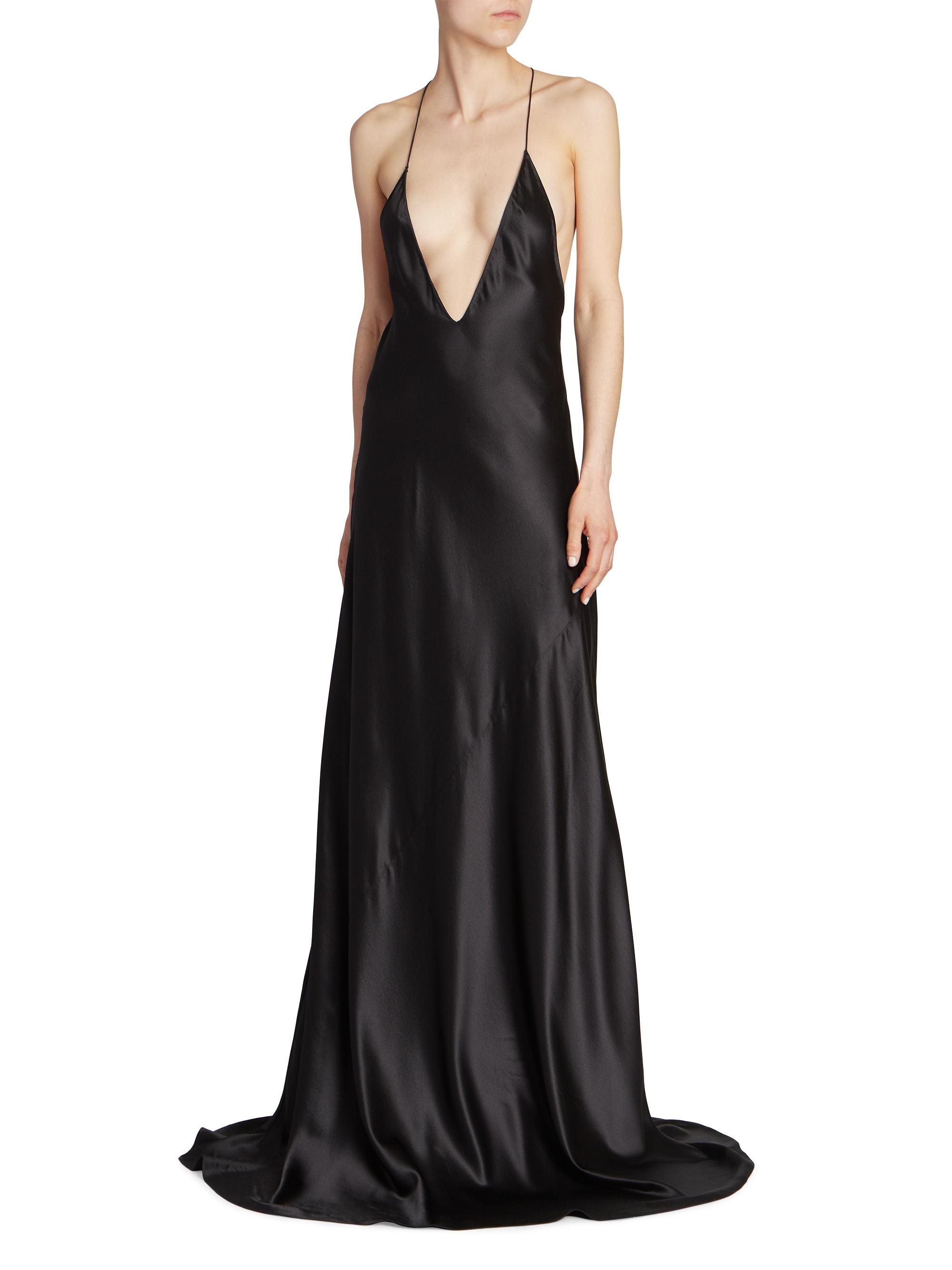Saint Laurent Long Sleeveless Dress In Crepe Satin | Saks