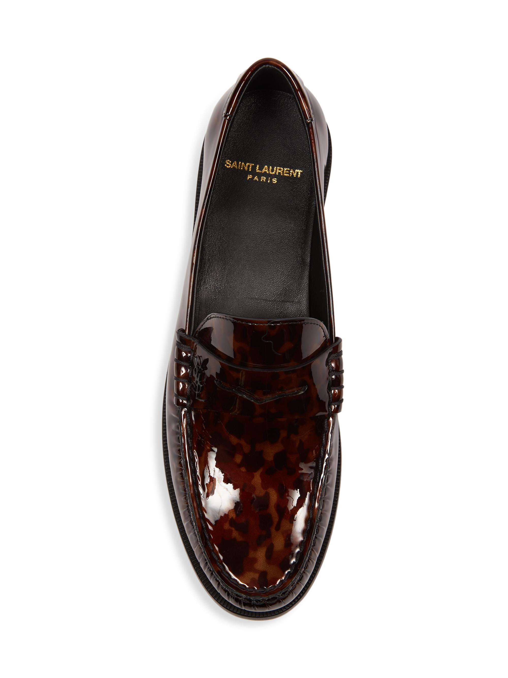 Saint Laurent Le Loafer Monogram Penny Slippers In Tortoise Shell