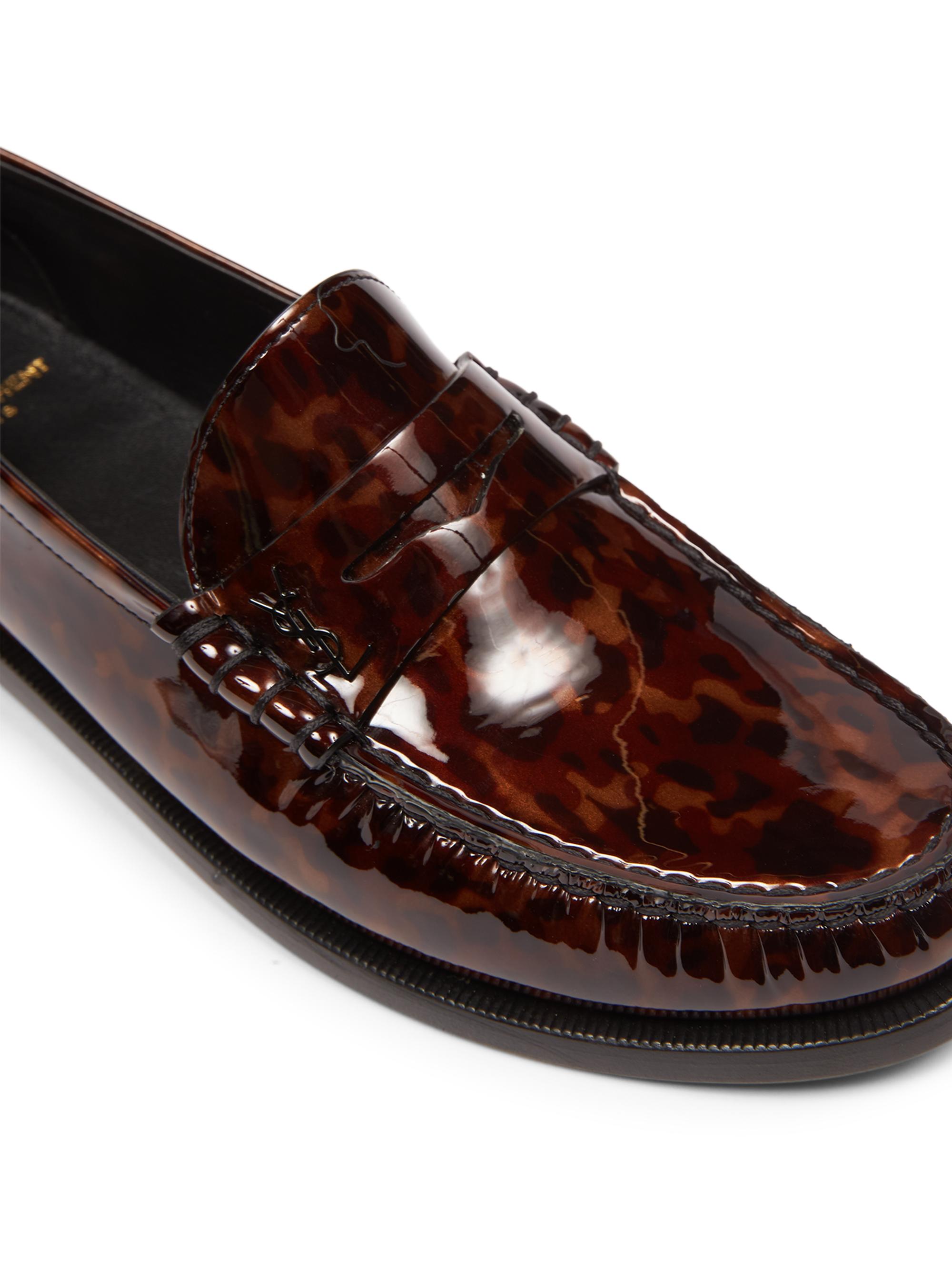 Saint Laurent Le Loafer Monogram Penny Slippers In Tortoise  display picture 2