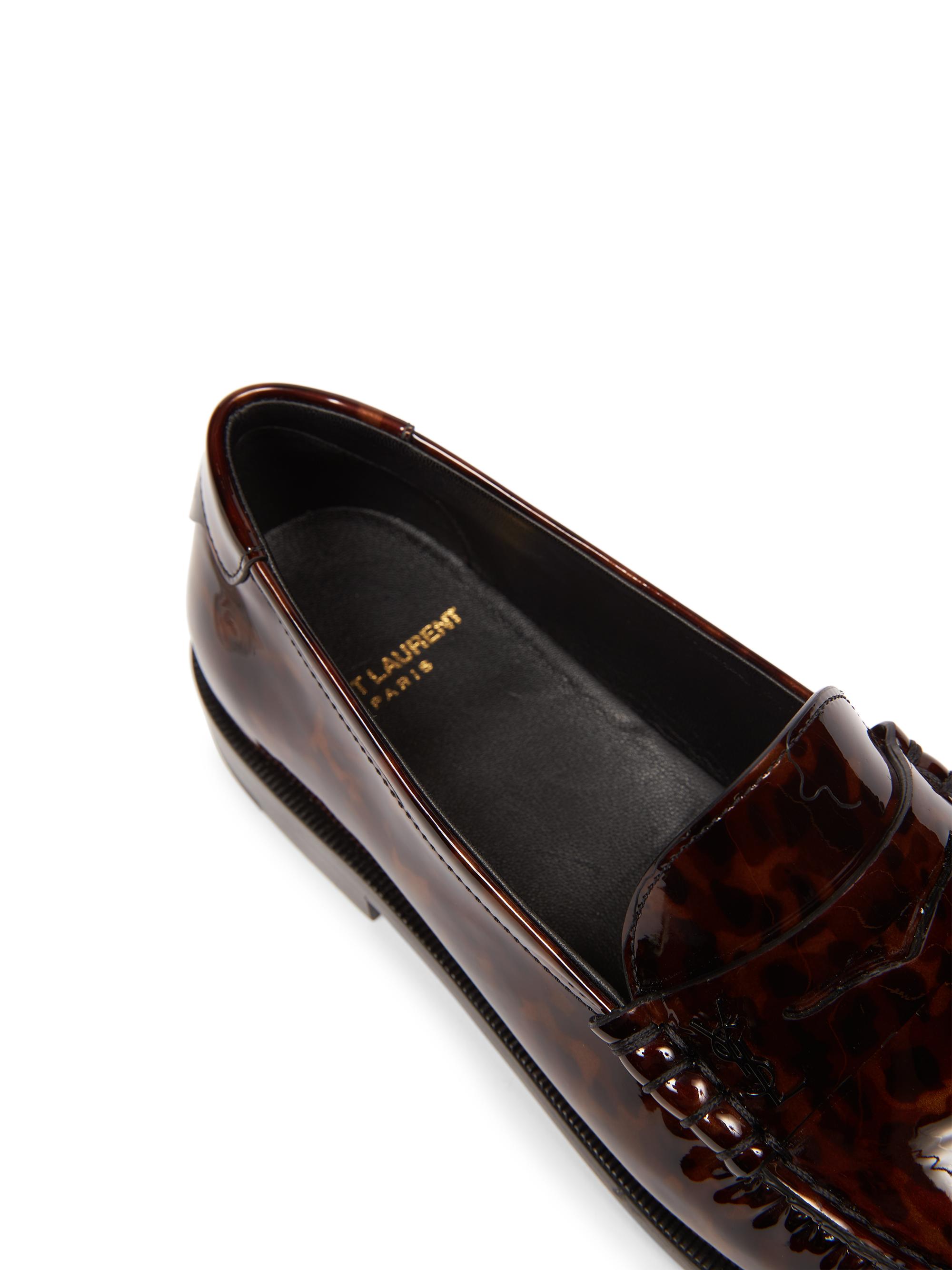 Saint Laurent Le Loafer Monogram Penny Slippers In Tortoise Shell