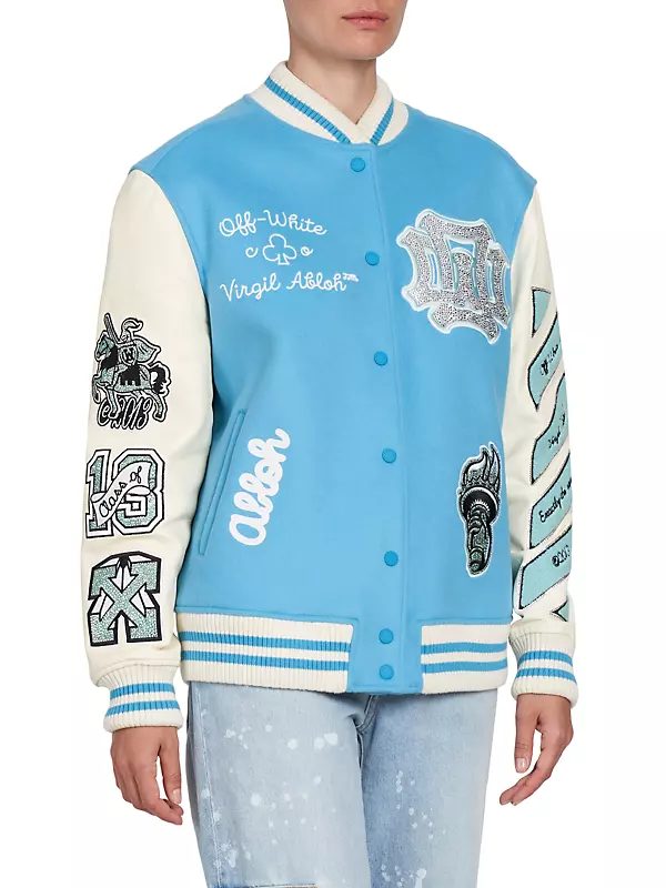 Gucci Blue & Off-white ' Band' Varsity Jacket for Men