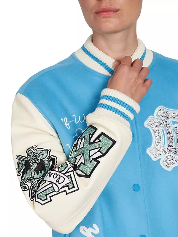 Gucci Blue & Off-white ' Band' Varsity Jacket for Men