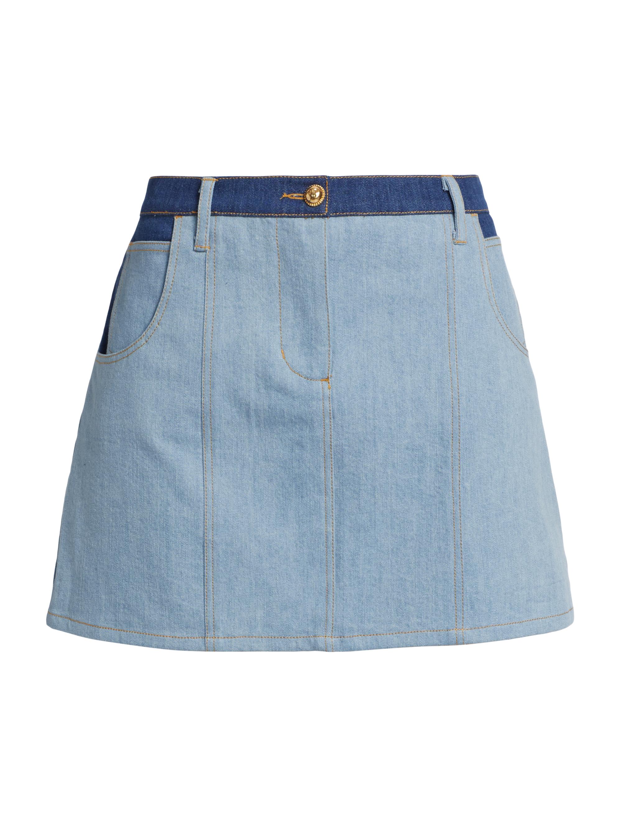 Christian Cowan Women's Heart-Pocket Denim Miniskirt - Light Blue