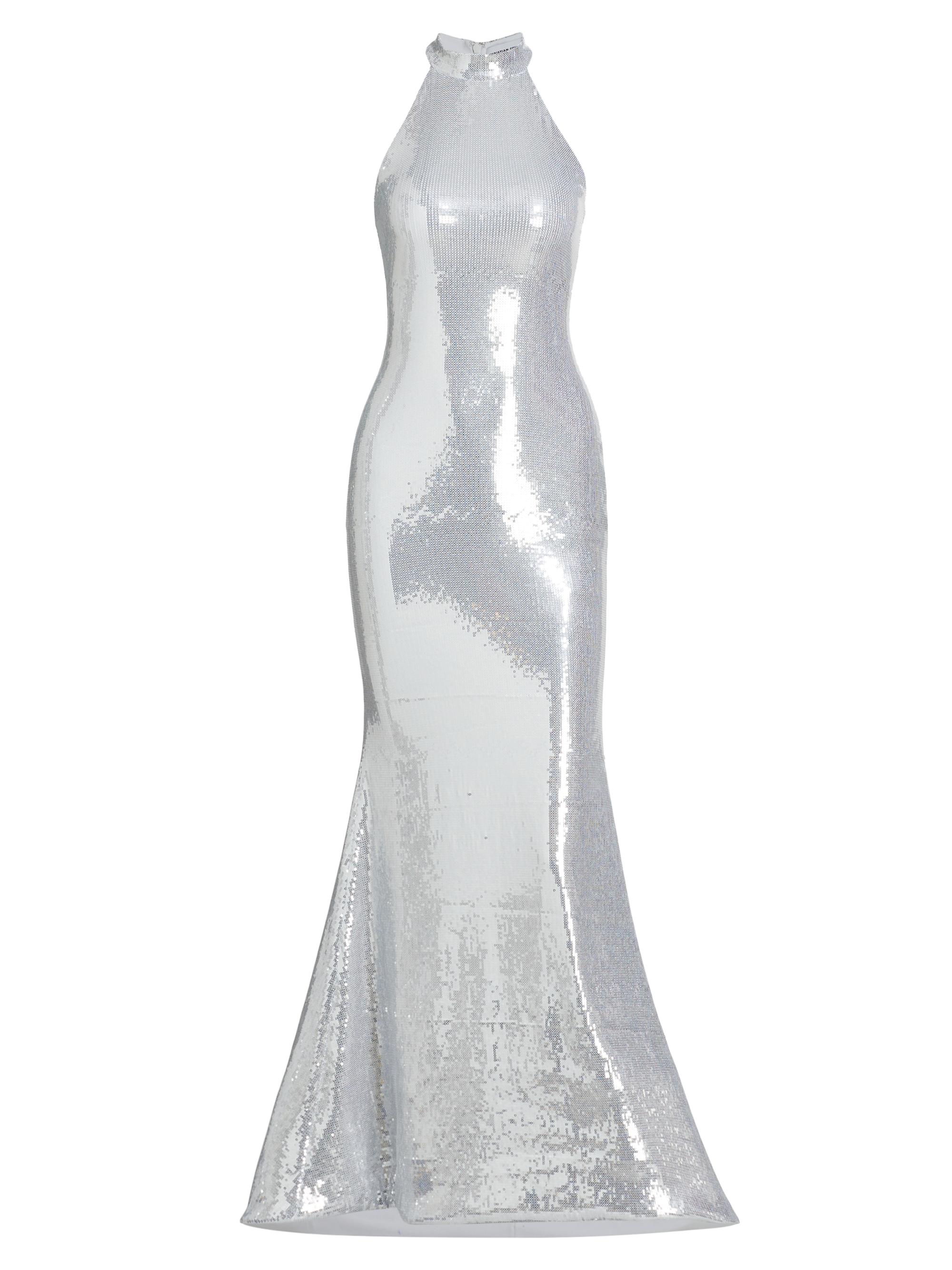 Christian Cowan Women's Sequin High-Neck Gown - Silver