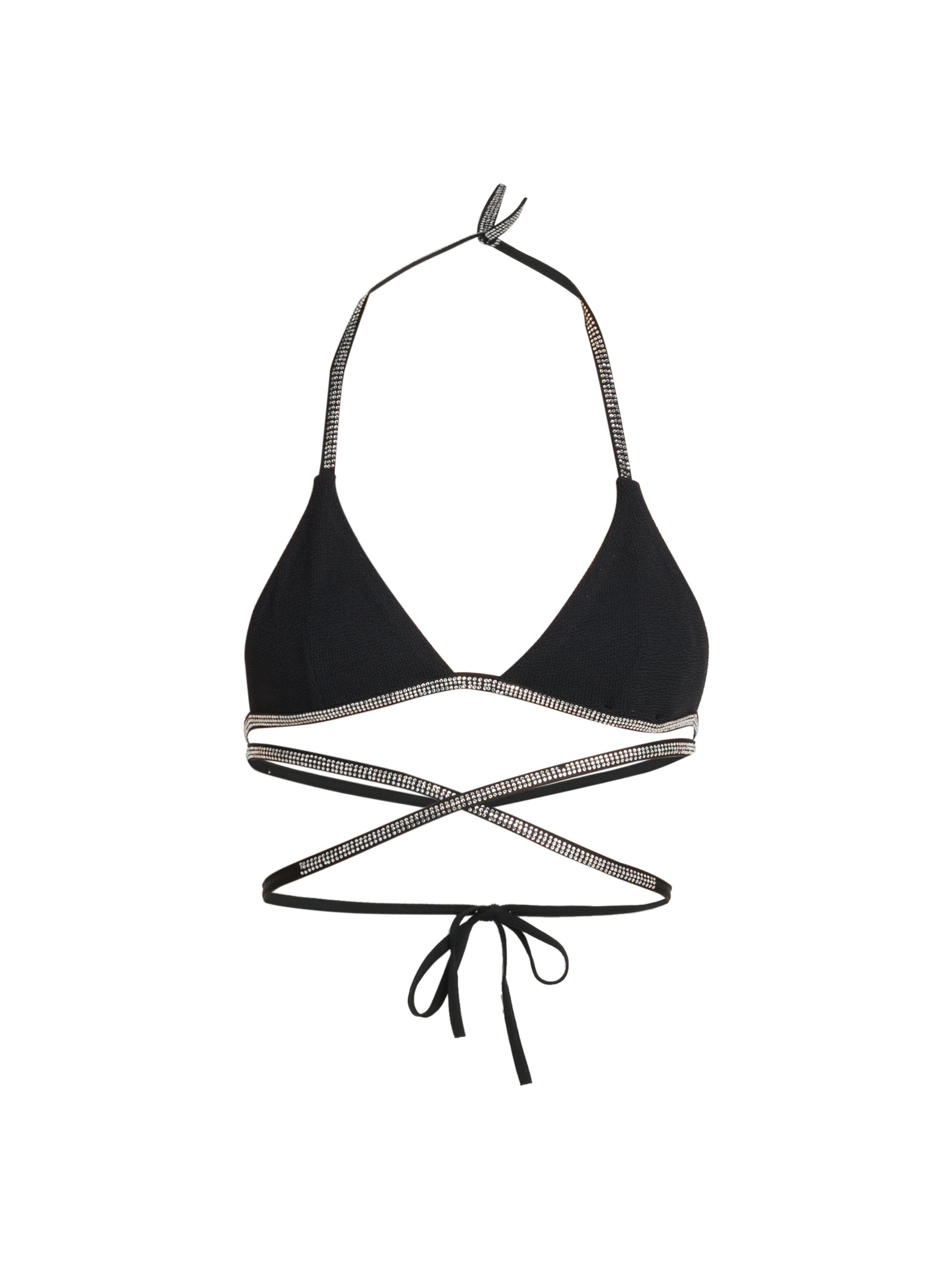 Heron Preston Women's Glitter Tape Microfiber Bikini Top - Black