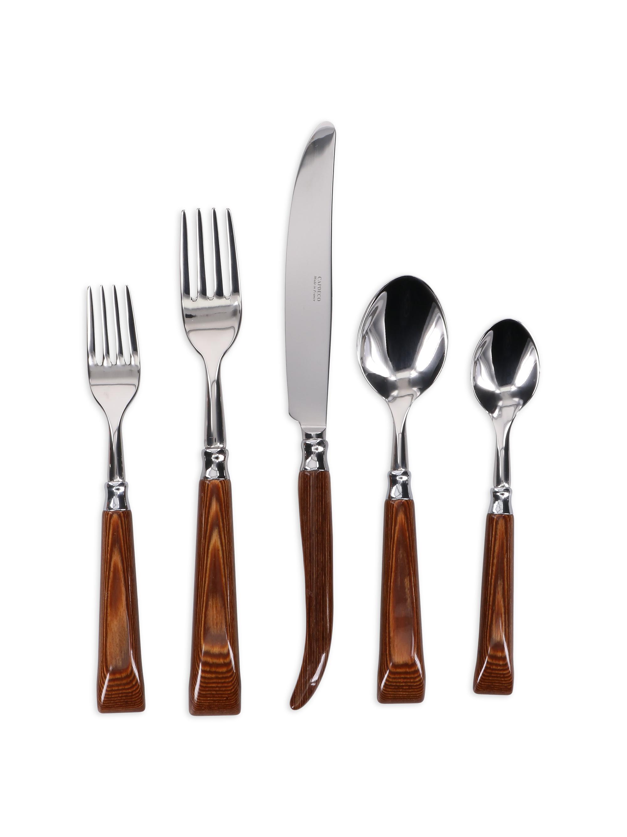 Capdeco Orio 5-Piece Flatware Set - Dark Wood