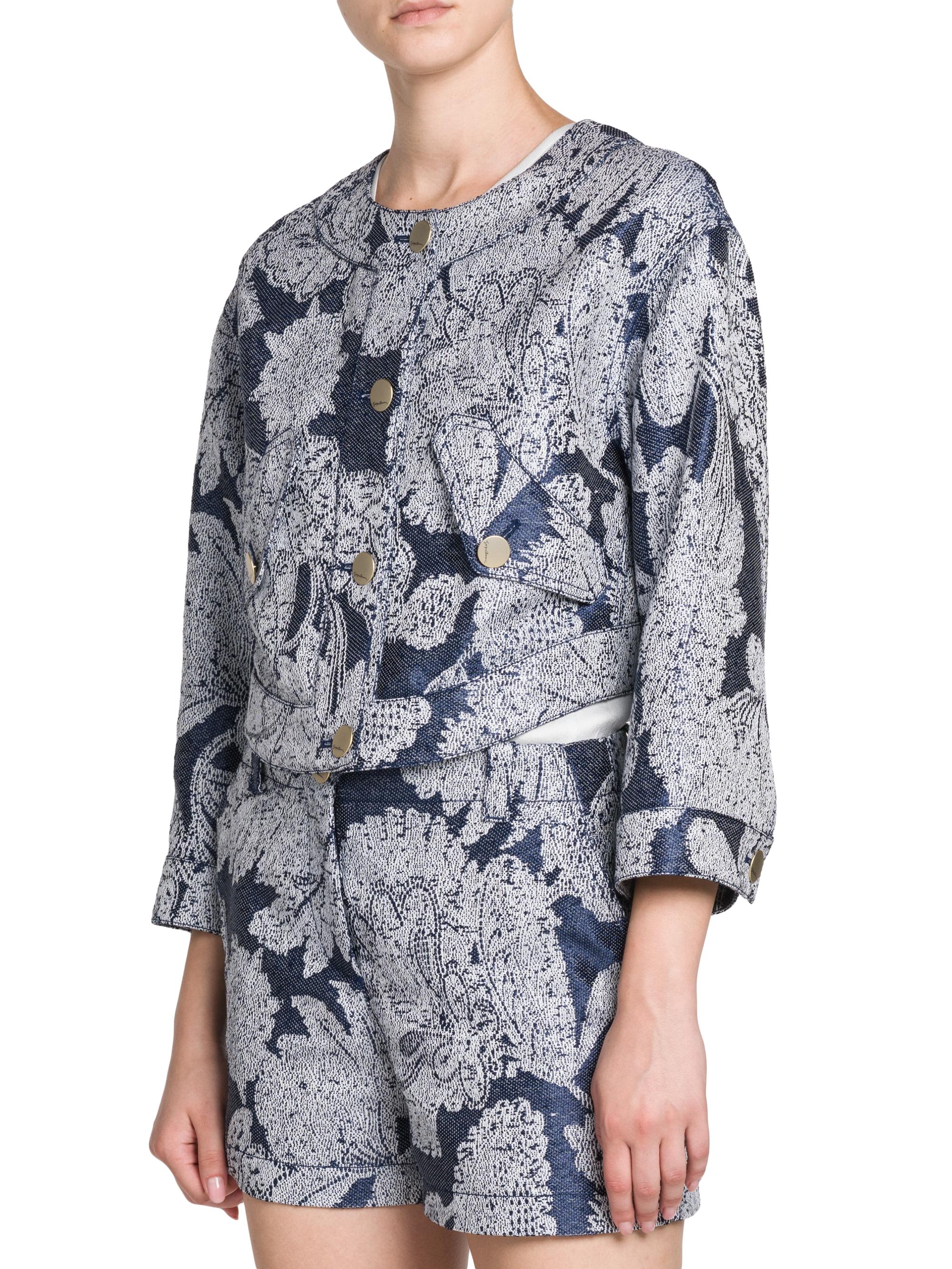 Giorgio Armani Floral Jacquard Cropped Jacket | Saks Fifth Avenue