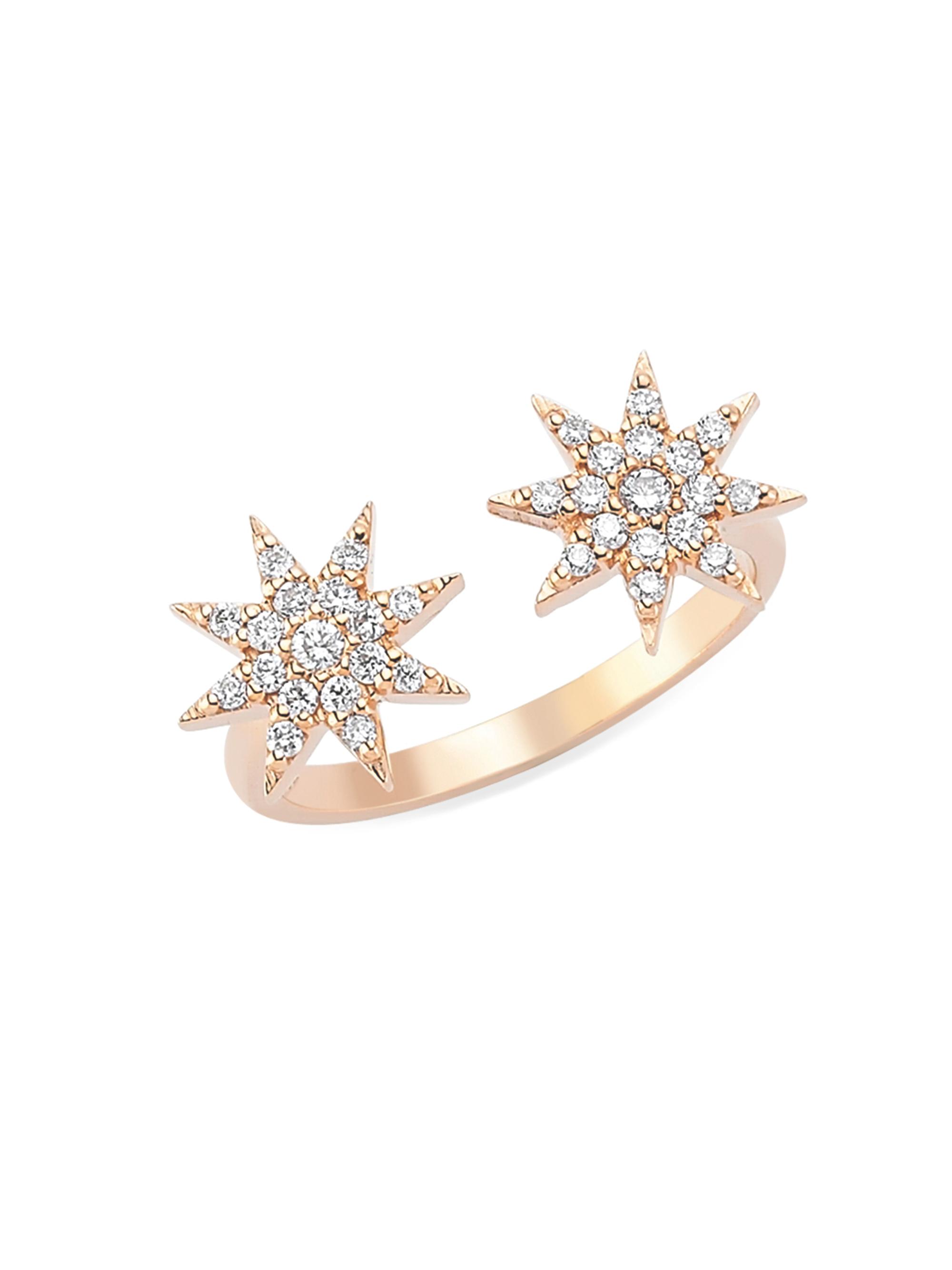Bee Goddess Women's Star Light Venus 14K Rose Gold & 0.35 TCW Diamond Adjustable Cuff Ring - Rose Gold