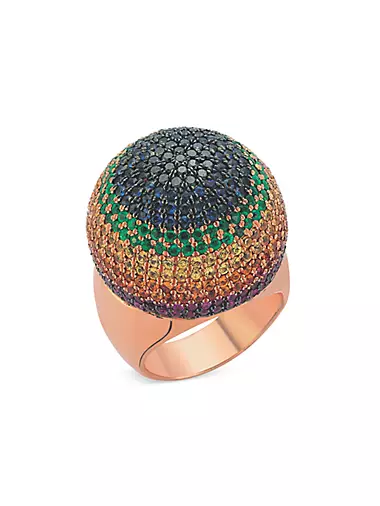 Mondrian Soul Colors 14K Rose Gold & Multi-Gemstone Adjustable Ring
