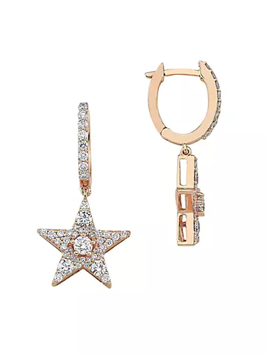 Star Light Sirius 14K Rose Gold & 1.47 TCW Diamond Star Drop Earrings