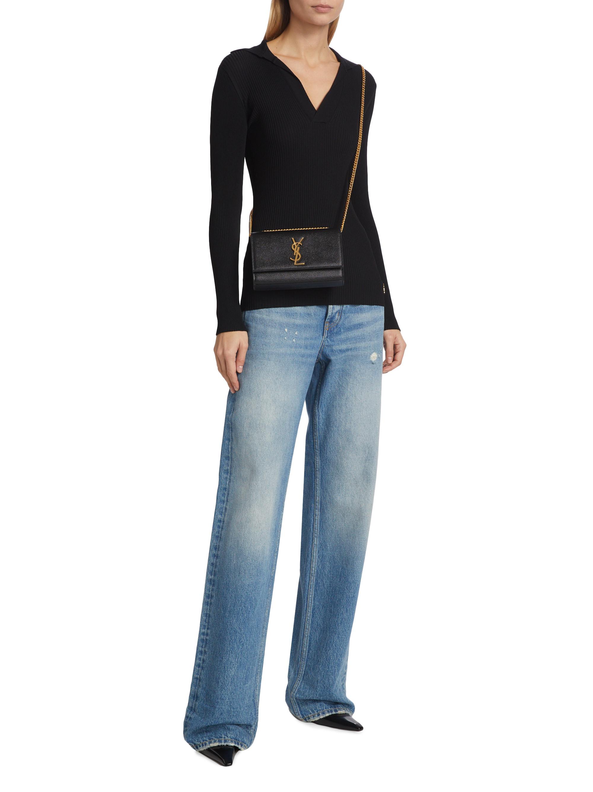 Kate Small Chain Crossbody Bag in Grain De Poudre Embossed Leather