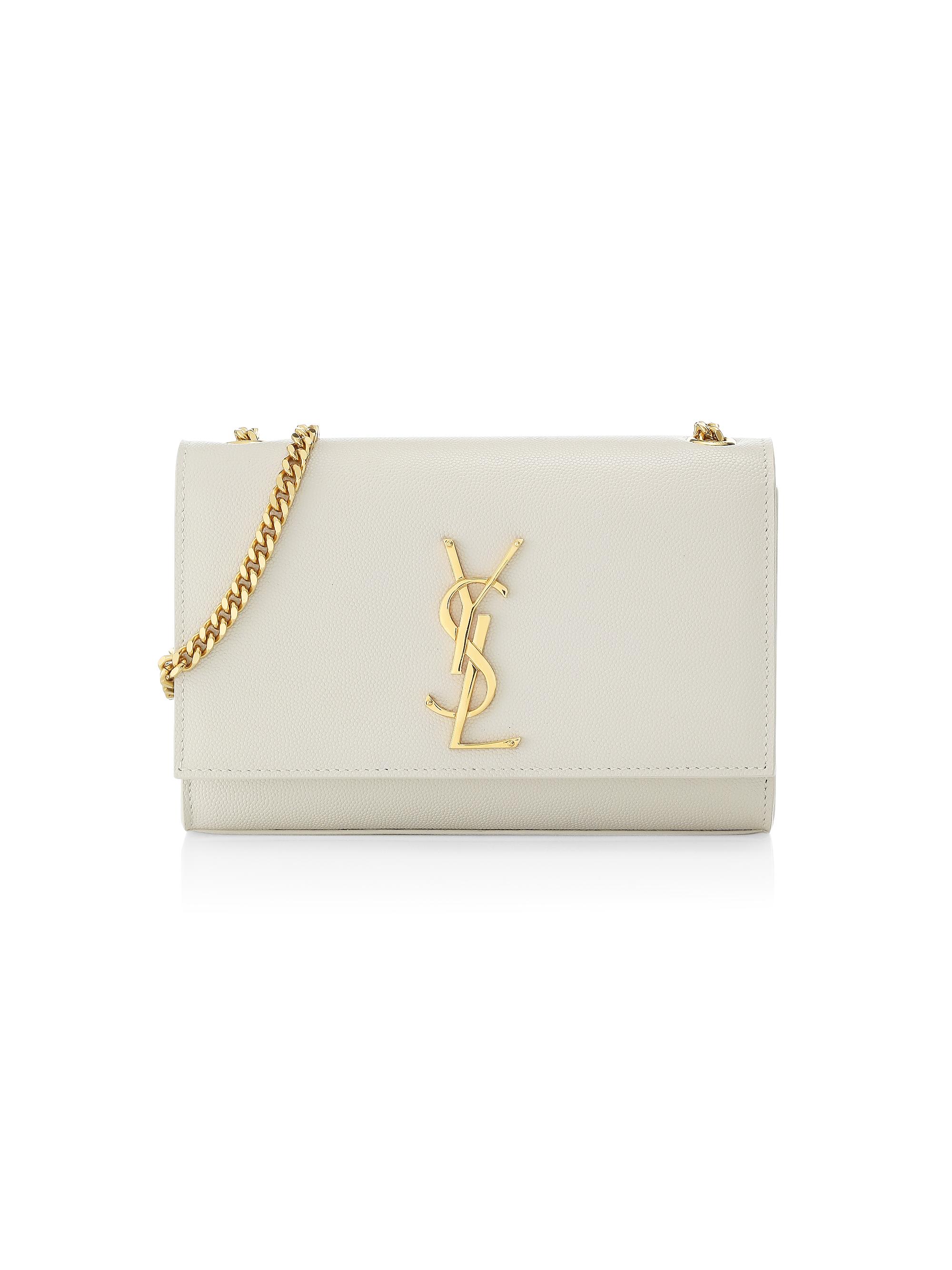 Saint Laurent Women's Kate  Chain Crossbody Bag in Grain De Poudre Embossed Leather - Dark Beige