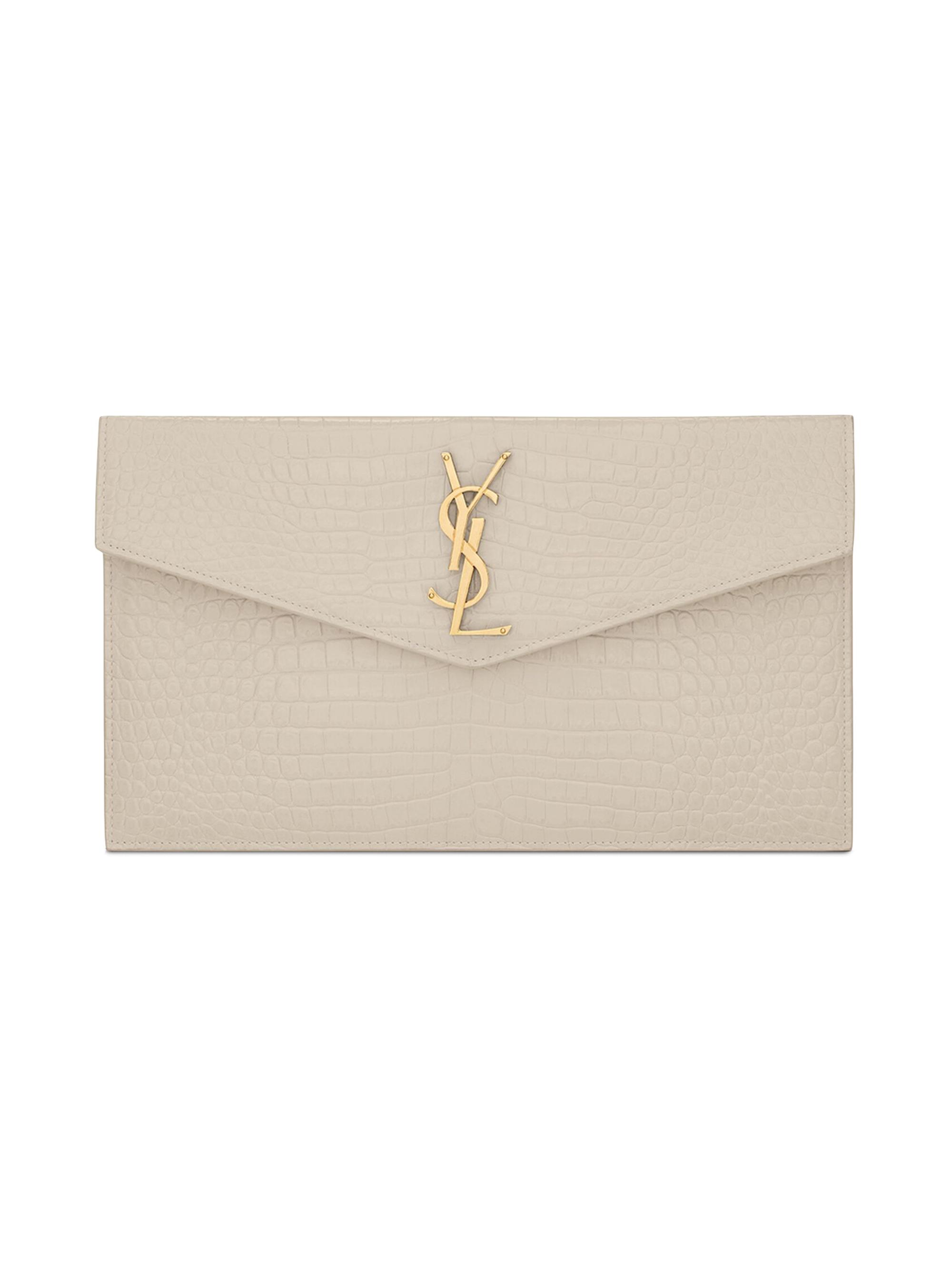 Saint Laurent Uptown Pouch in Micro Raffia | Saks Fifth Avenue