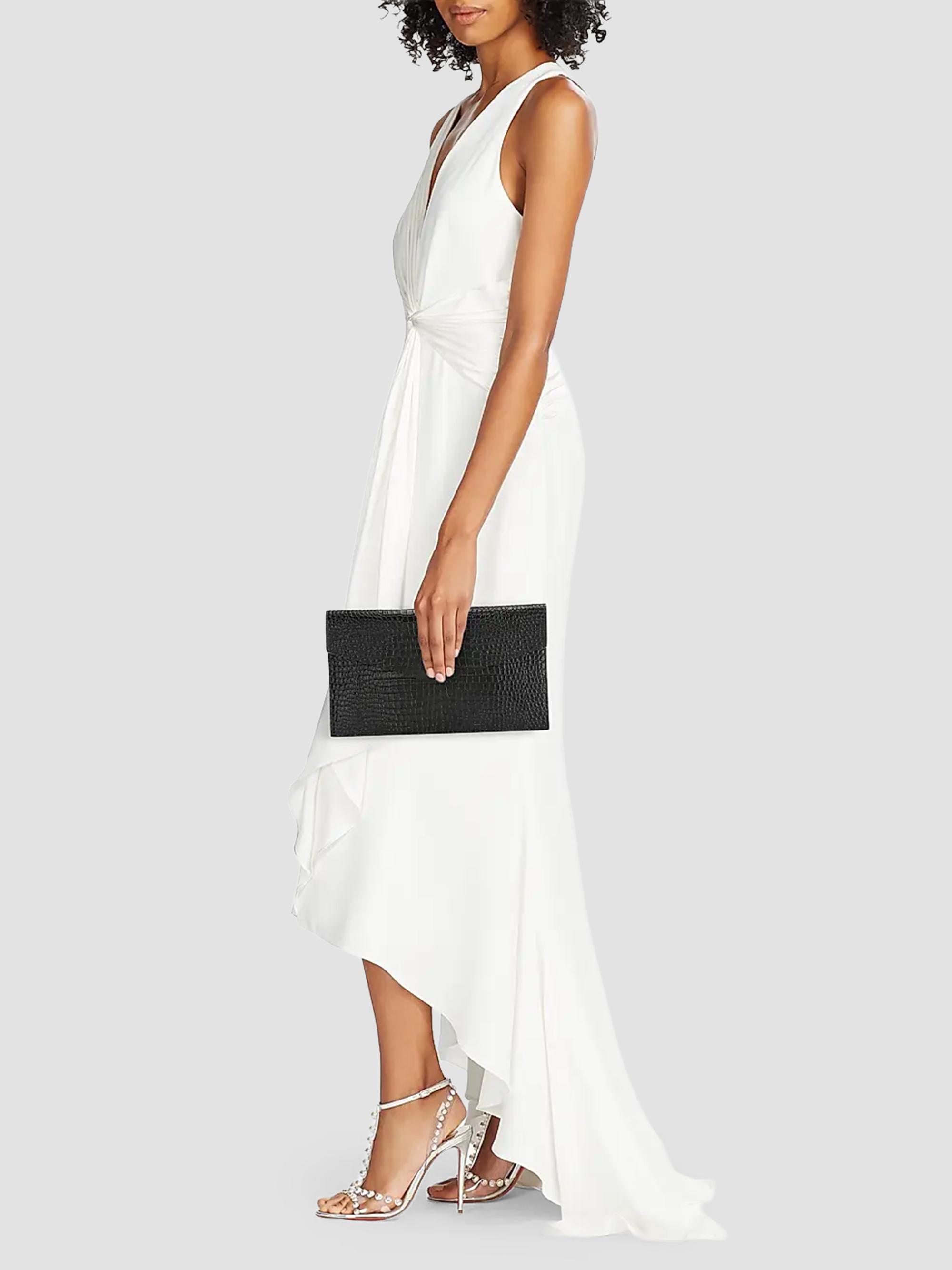 Uptown Pouch in Crocodile-Embossed Shiny Leather
