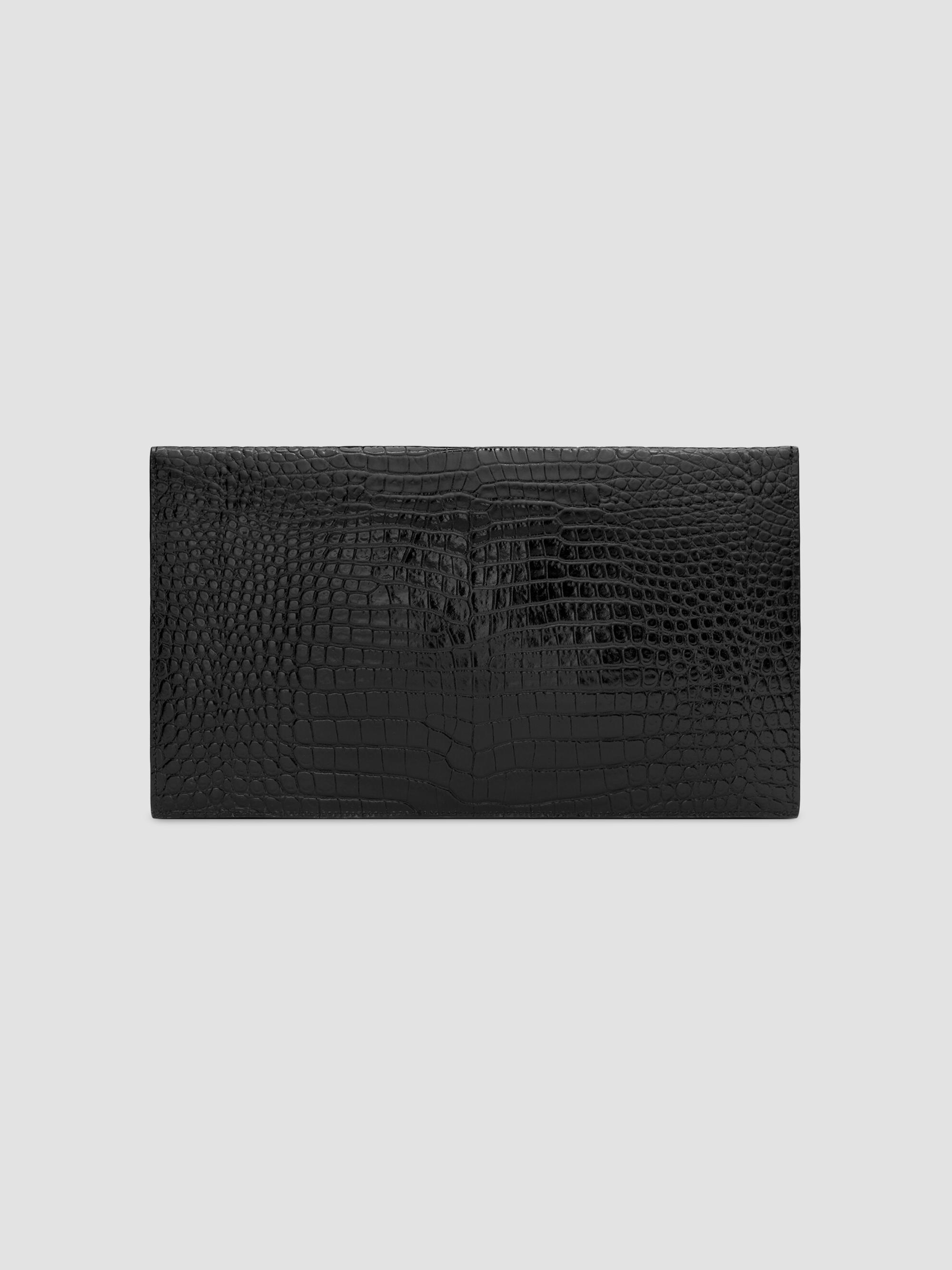 Uptown Pouch in Crocodile-Embossed Shiny Leather