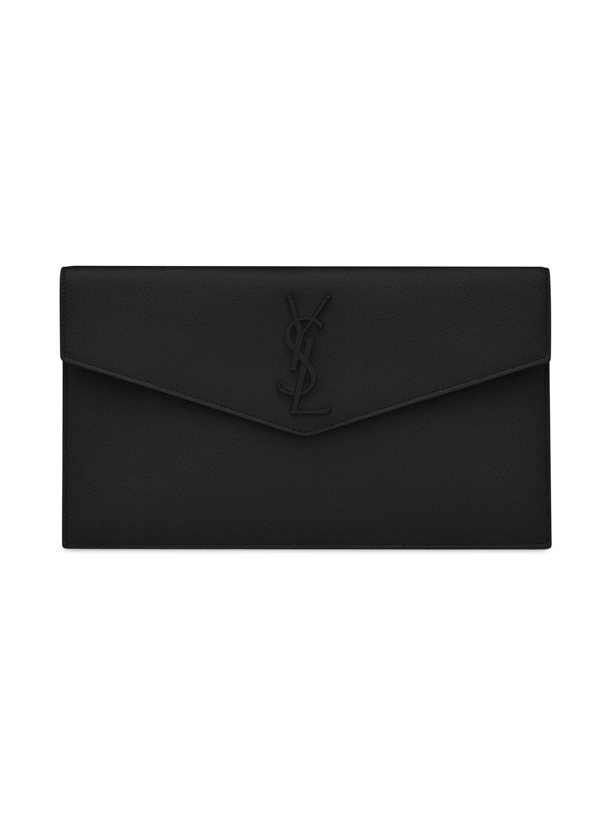 Saint Laurent Women's Uptown Pouch in Grain De Poudre Embossed Leather - Nero