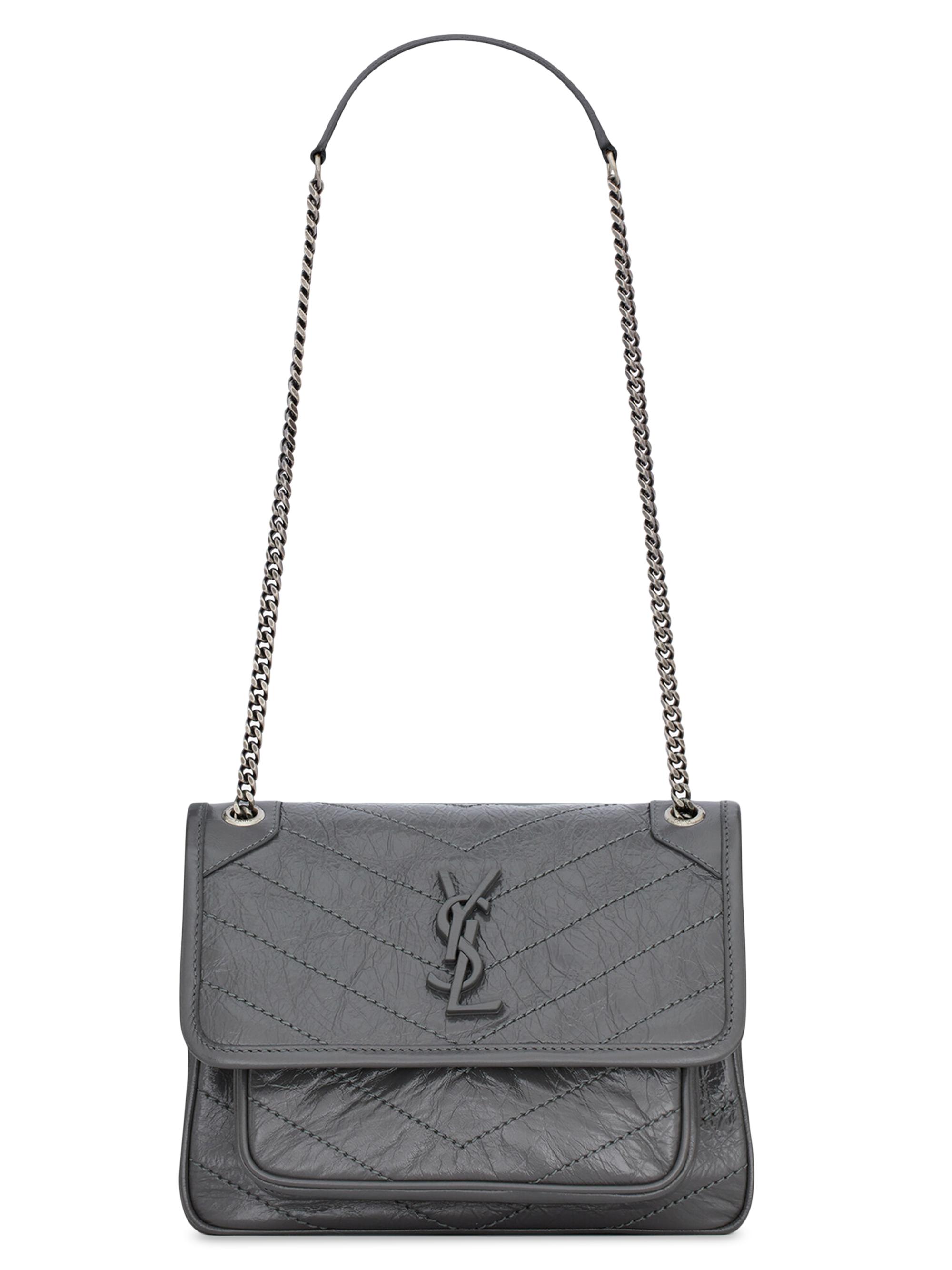Saint Laurent Women's Niki Baby Shoulder Bag in Vintage Leather - Storm