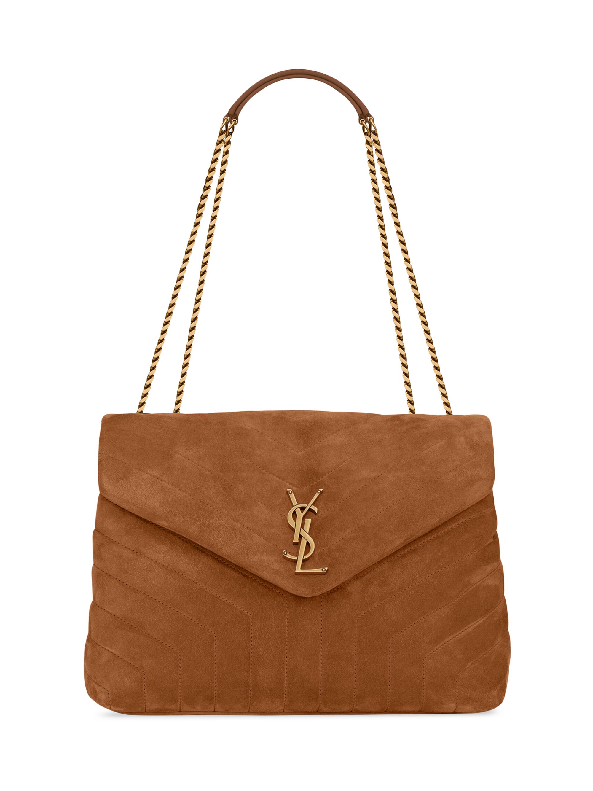 Saint Laurent Women's Loulou  in Quilted Suede - Cinnamon