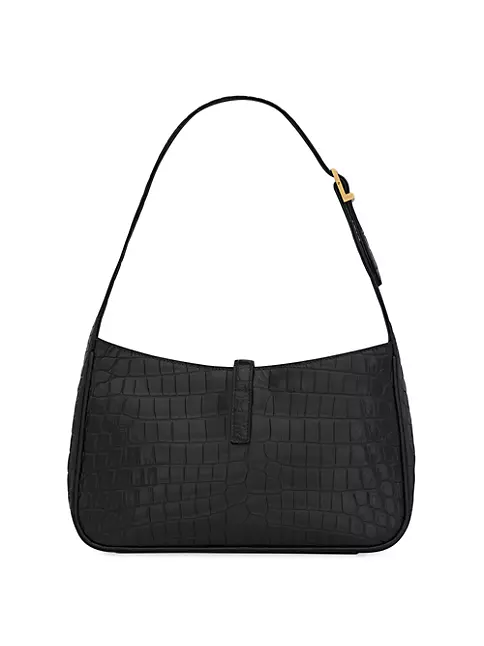 Saint Laurent Monogram Bubble Small Crossbody Bag Black Crocodile-Effect  Matte Leather