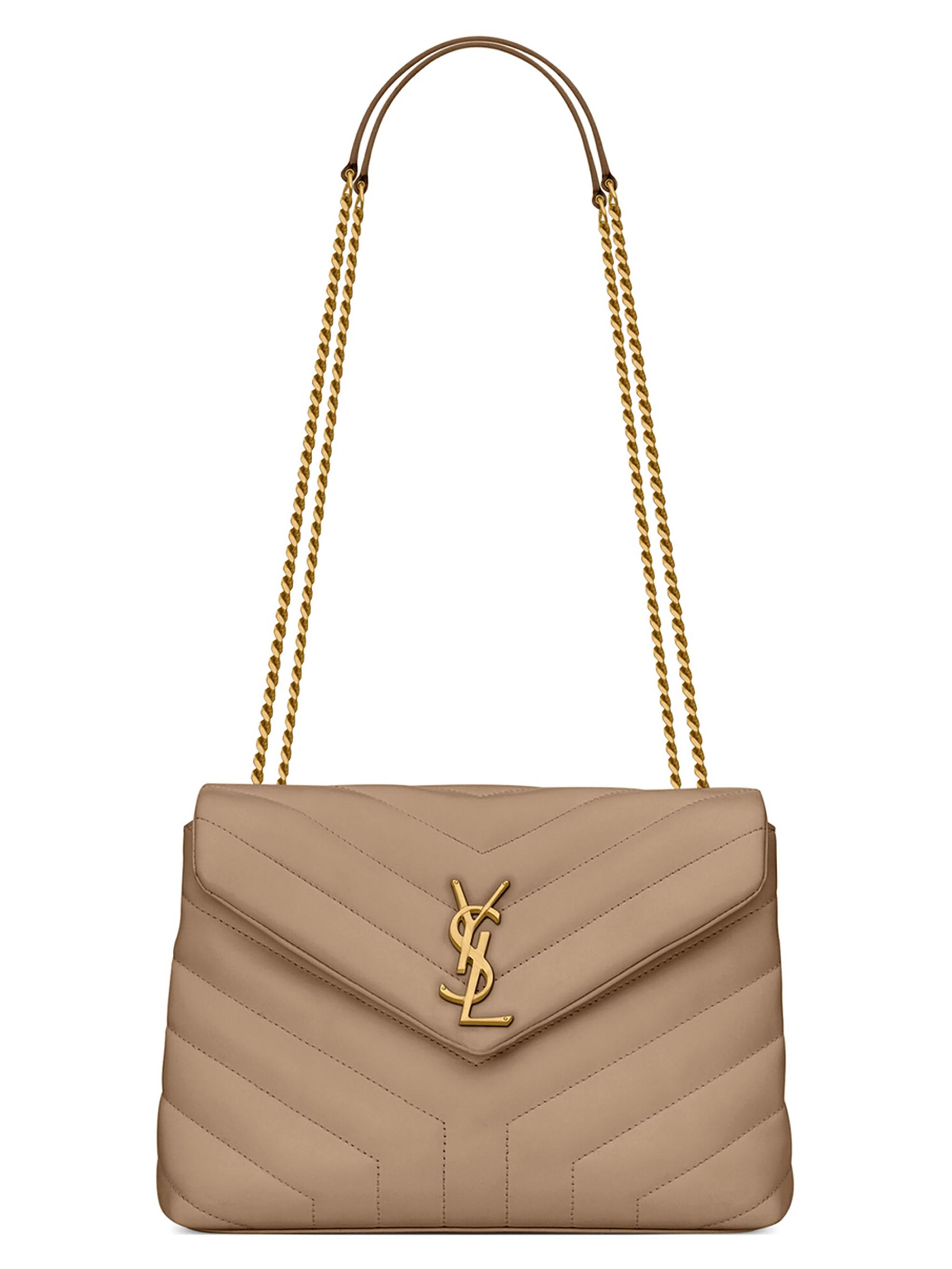 Saint Laurent Women's Loulou  Shoulder Bag in Quilted Leather - Dark Beige