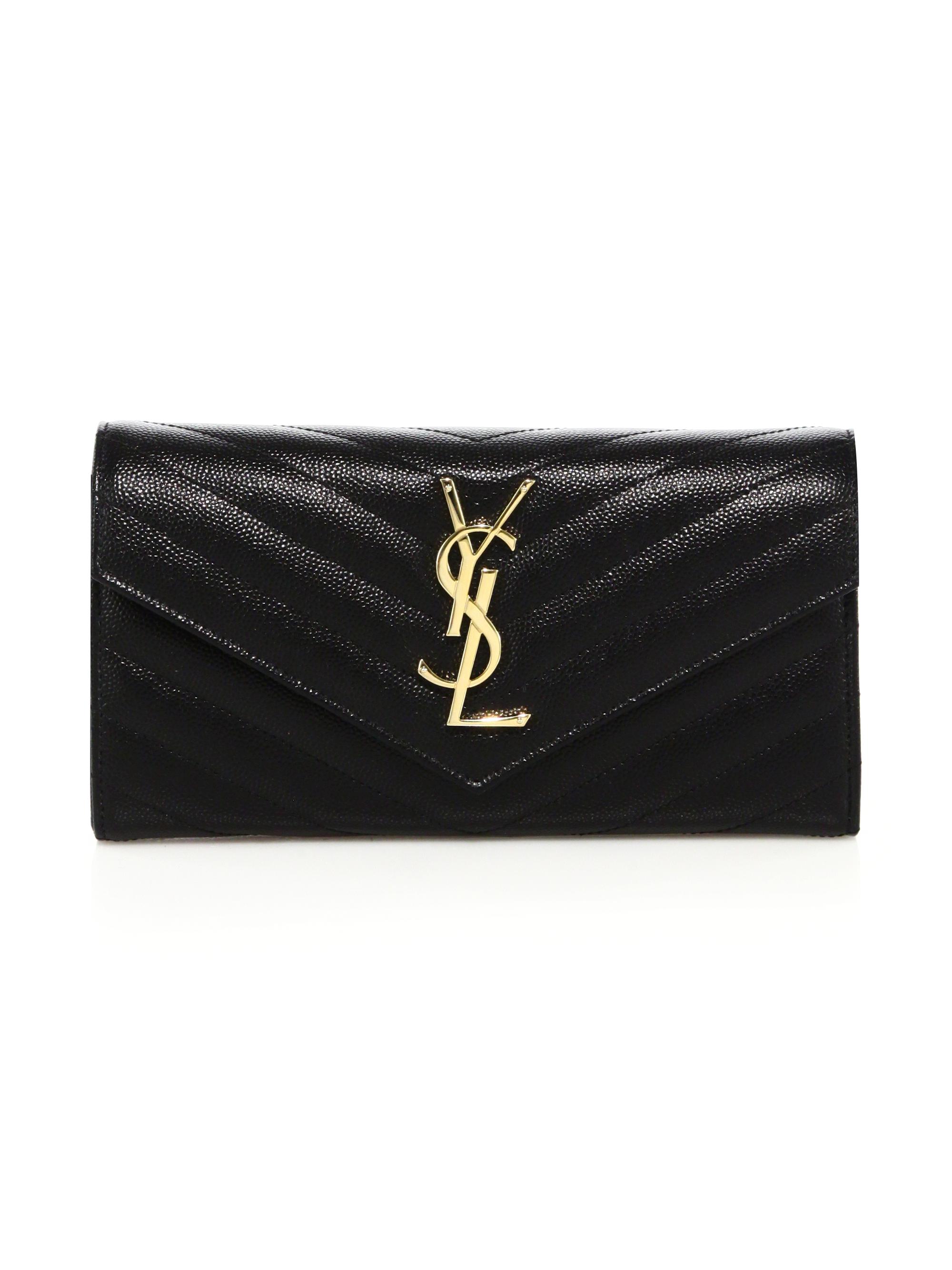 Saint Laurent Cassandre Matelassé Large Flap Wallet in Lambskin