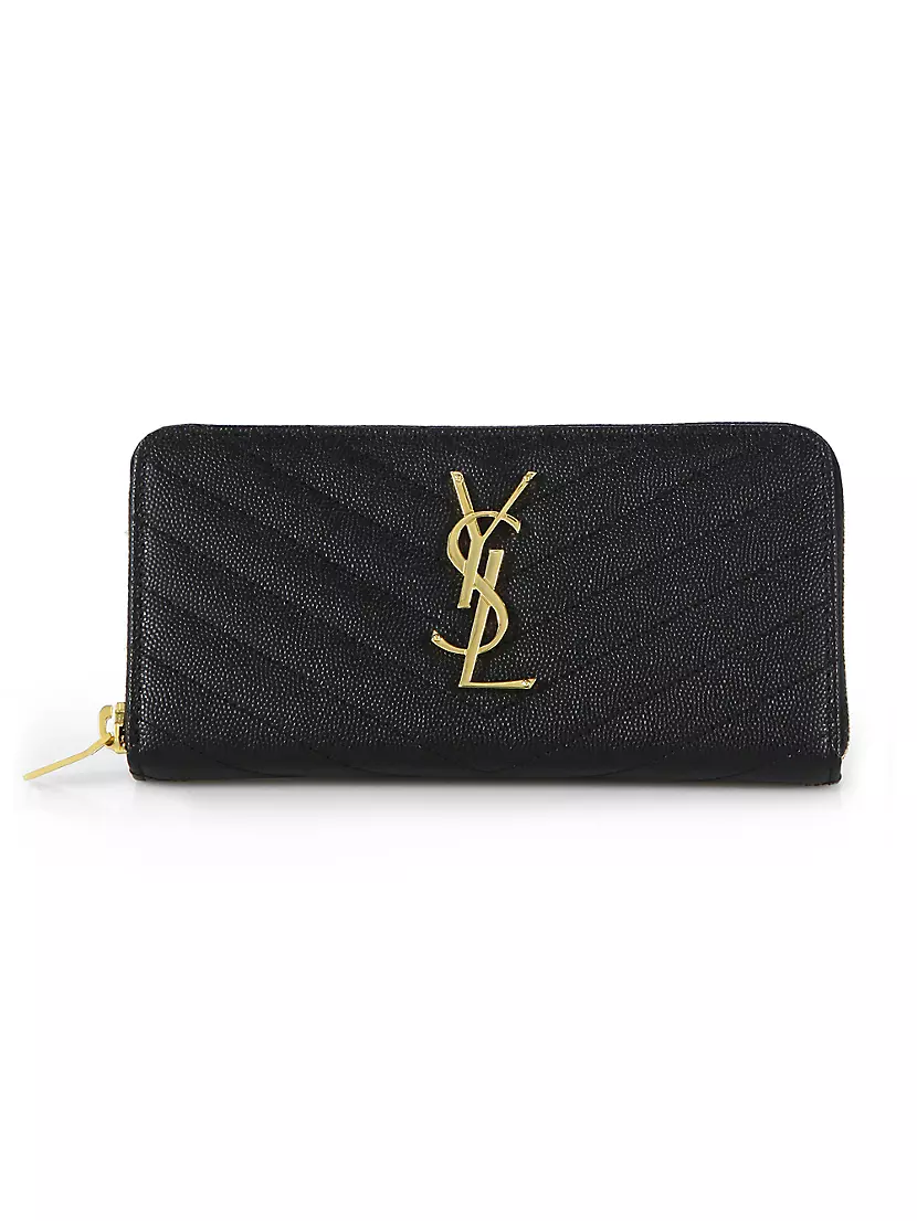 Yves Saint Laurent Tan Leather Zip Around Wallet Yves Saint