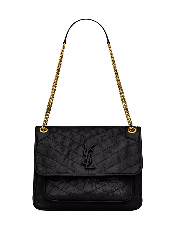 Brand New YSL Niki Baby in Vintage All Black Leather and Hardware