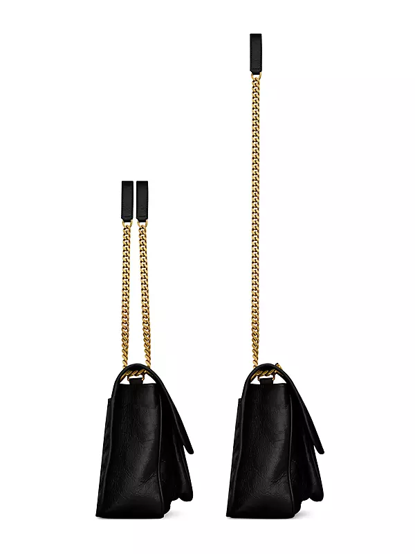 Saint Laurent Niki Medium Chain Bag in Crinkled Vintage Leather Black