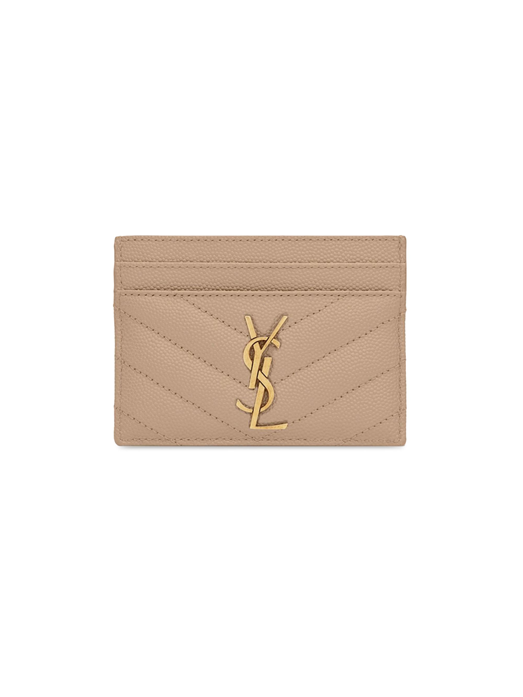 Saint Laurent Cassandre Matelassé Zipped Card Case in Leather
