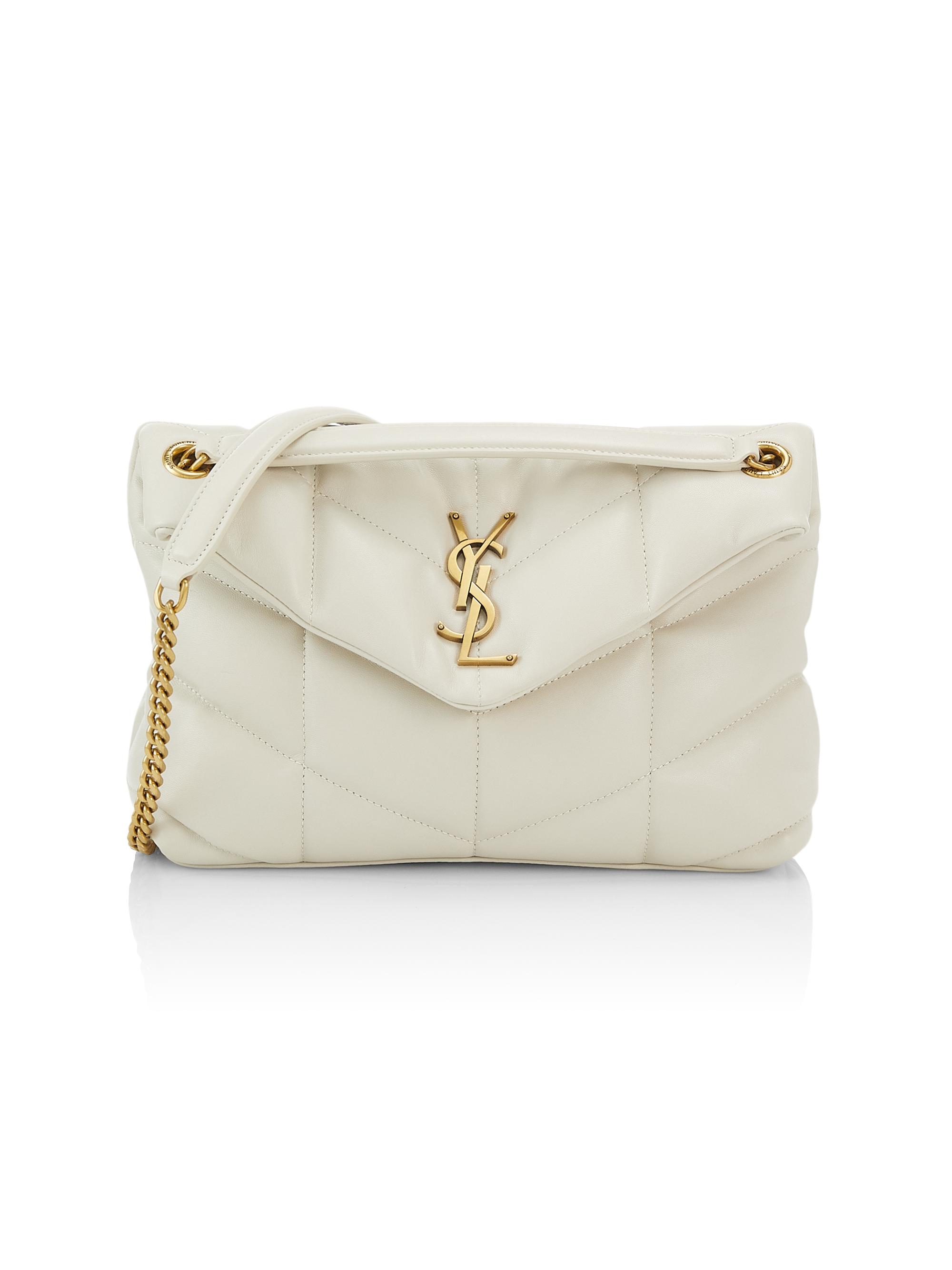 Saint Laurent Women's Puffer  Shoulder Bag in Nappa Leather - Crema Soft