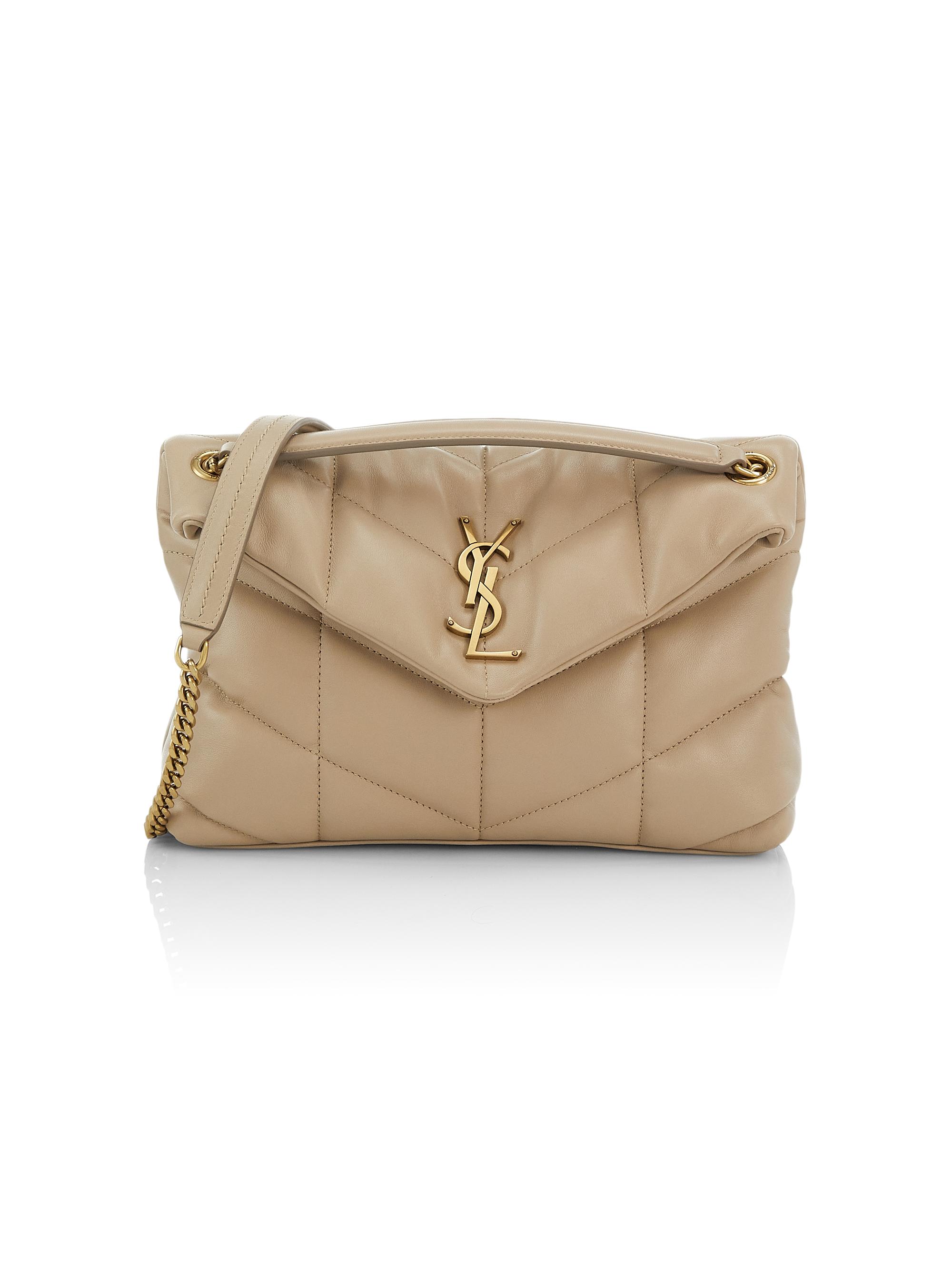 Saint Laurent Women's Puffer  Shoulder Bag in Nappa Leather - Dark Beige