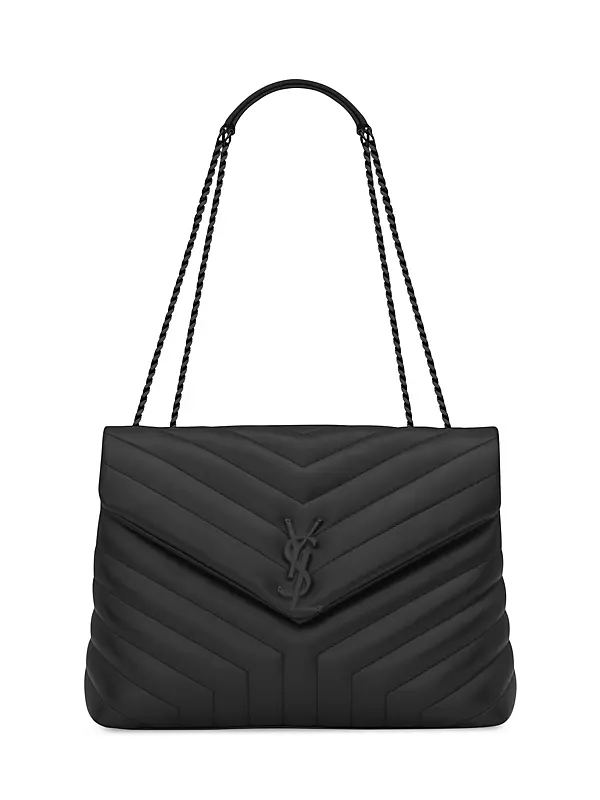 Saint Laurent Ysl Flap Quilted Leather Clutch Bag in Black