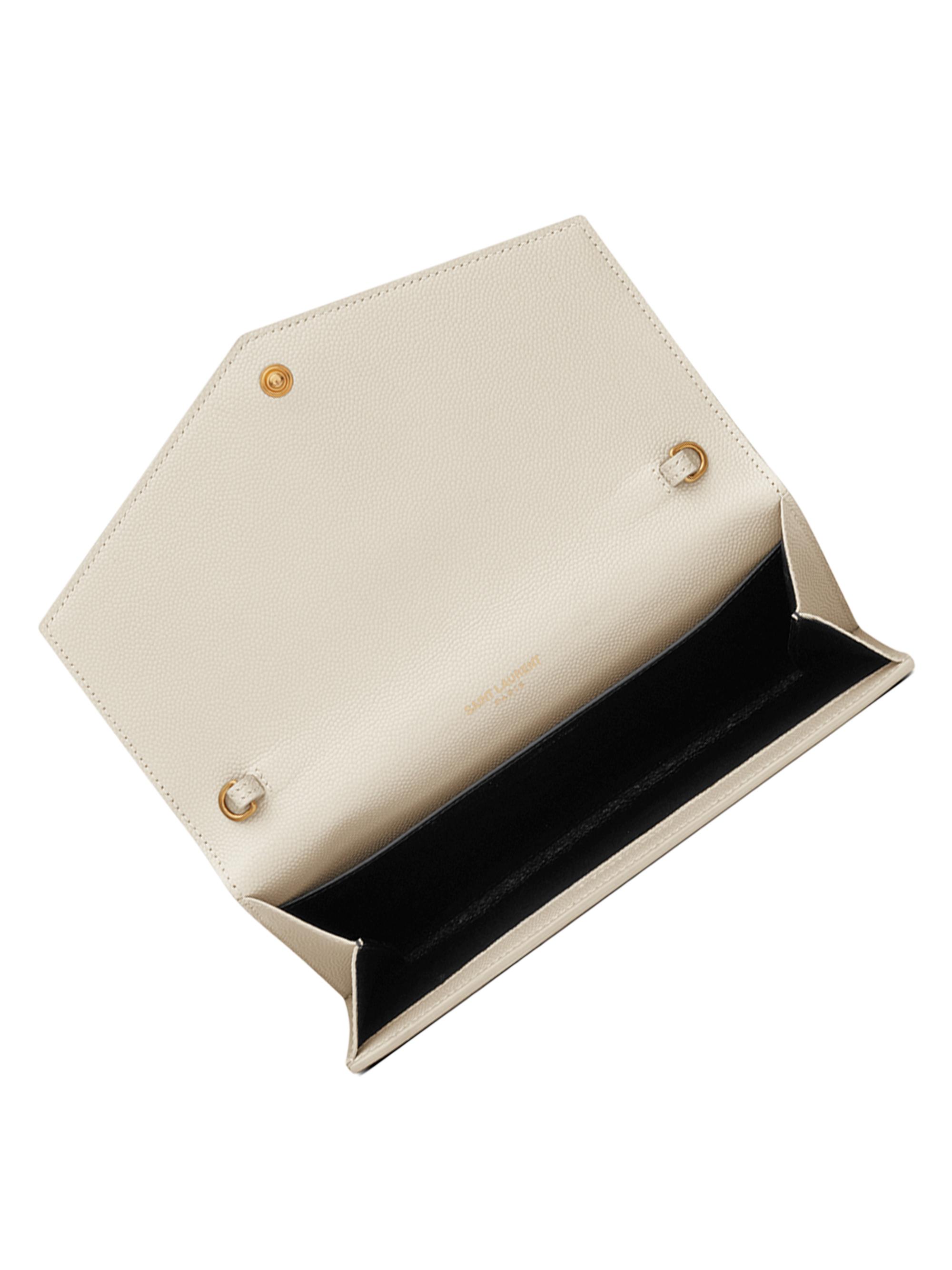 Saint Laurent Uptown Chain Wallet in Grain De Poudre Embossed