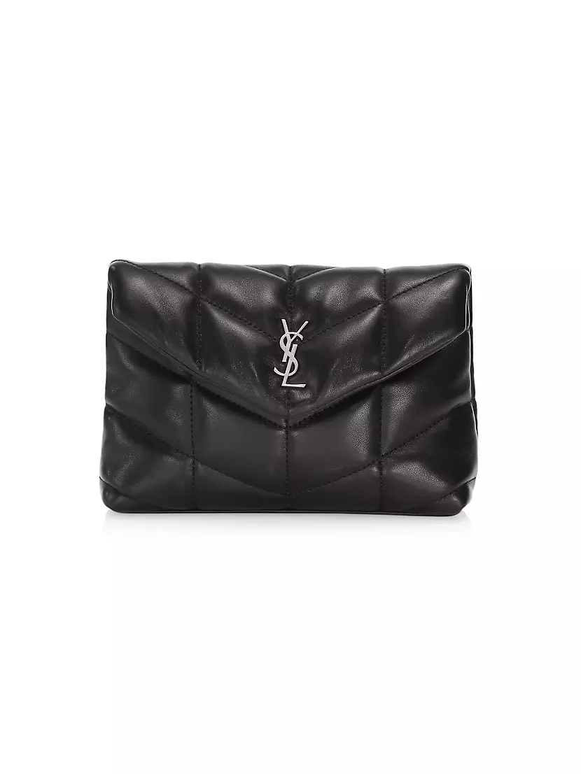 Saint Laurent Puffer Small Pouch in Quilted Lambskin - Black