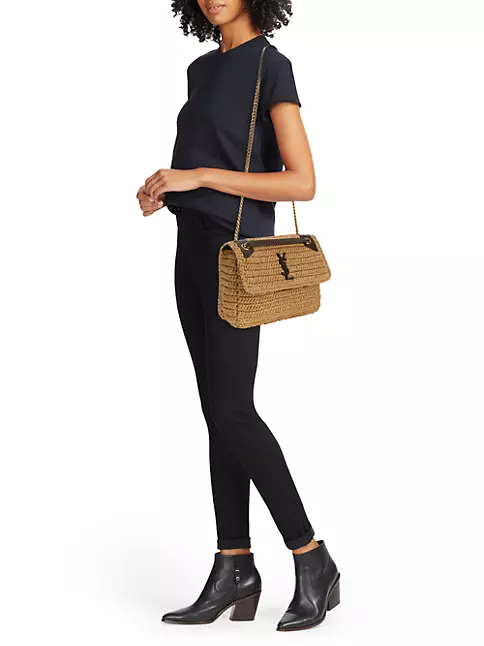 Saint Laurent Medium Niki Raffia Shoulder Bag
