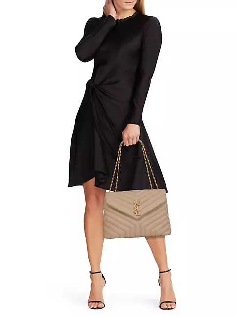Saint Laurent Beige Loulou Y-Quilted Leather Medium Chain Shoulder Bag