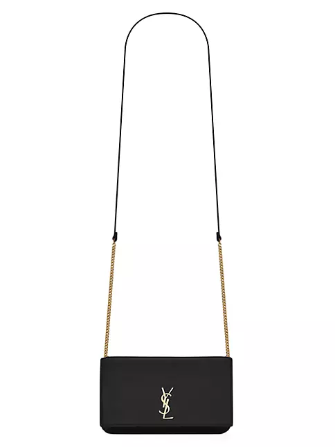 Saint Laurent Monogram Phone Holder with Strap in Smooth Leather