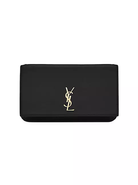 Black YSL-monogram leather cross-body phone holder, Saint Laurent