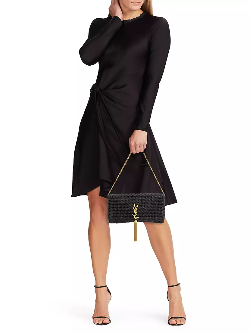 Saint Laurent - Kate Natural YSL Monogram Raffia Shoulder Bag