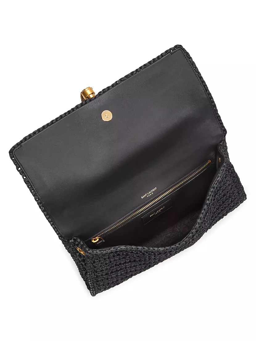 Kate 99 Raffia Shoulder Bag in Black - Saint Laurent
