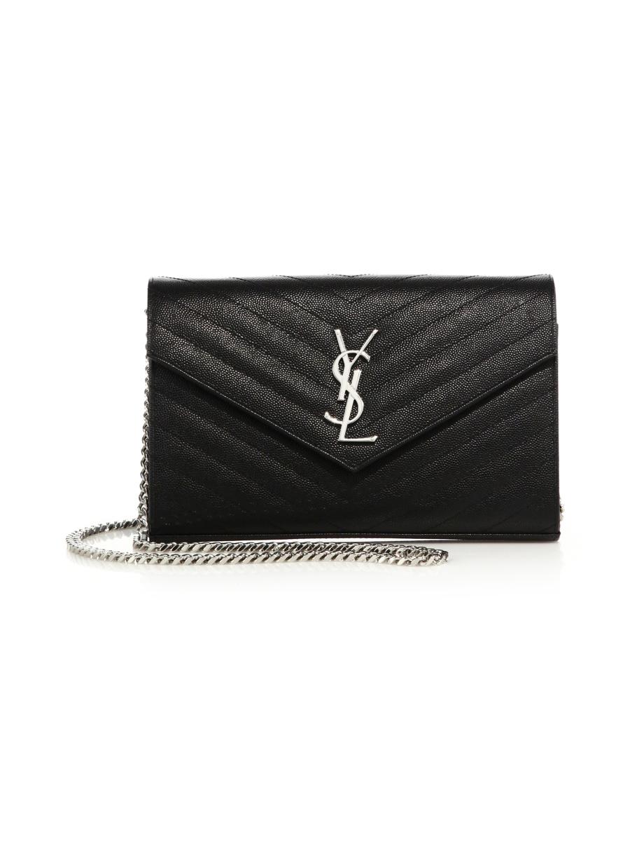 【Saint Laurent】 Grained leather wallet Saint Laurent YSL Monogram Small Ziptop Wallet in Grained