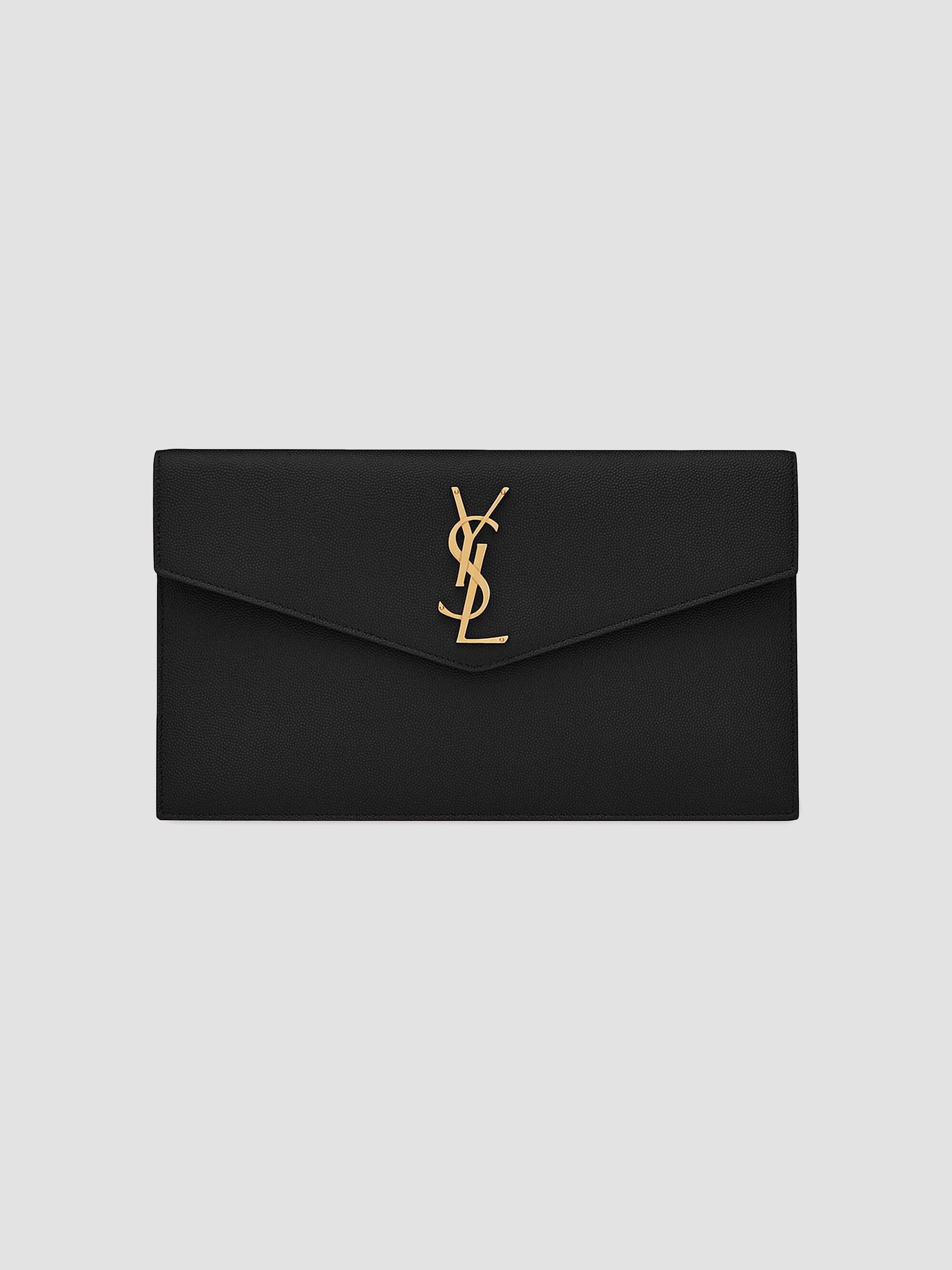 Saint Laurent Women's Uptown Pouch in Grain De Poudre Embossed Leather - Dark Beige | Thumbnail 17