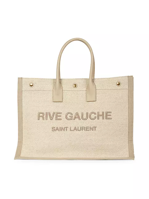 Saint Laurent Rive Gauche Small White Linen Tote Bag New