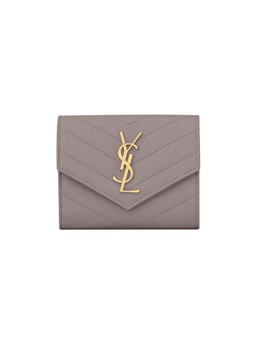 Saint Laurent Cassandre Matelassé Compact Tri Fold Wallet In