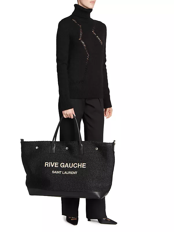 YVES SAINT LAURENT Cabas Rive Gauche Leather Tote Bag Black