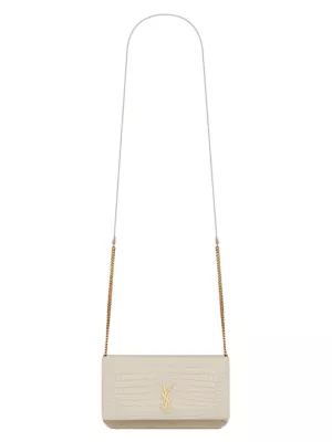 cassandre phone holder with strap in shiny crocodile embossed leather